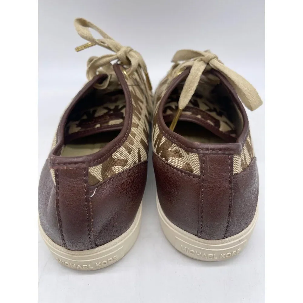 Michael Kors MK Women Brown Monogram City Sneakers Size 8.5